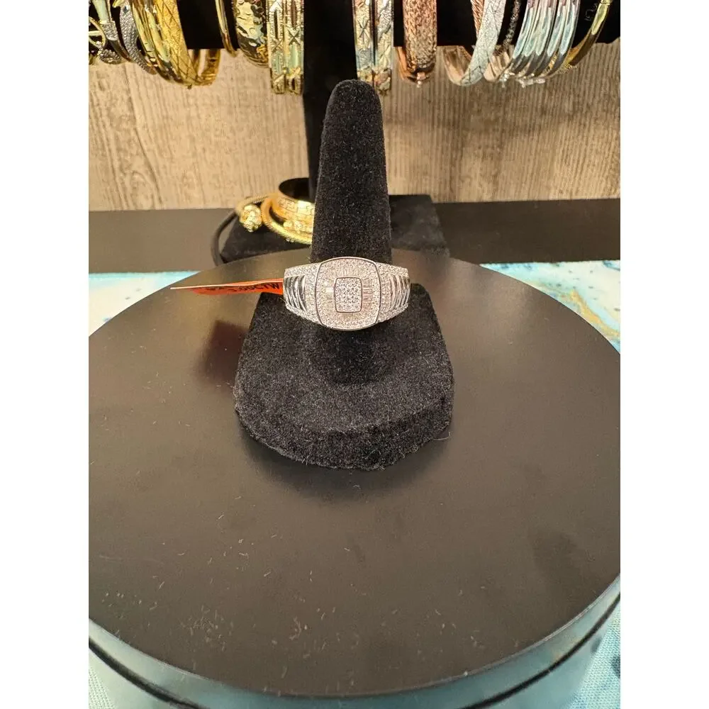 SZ. 10 Men's 3CTW Moissanite 925 Silver Ring - Picture 4 of 10